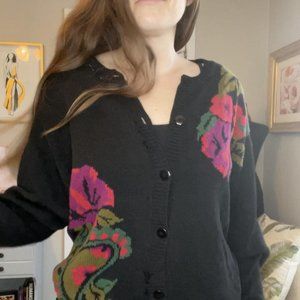 Vintage 80's / 90's  Destroyed Black Cardigan, by Conspiracy  Size M/L